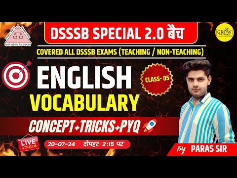 English Vocabulary Class - 5 | DSSSB English | DSSSB Special | Paras Sir