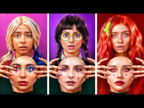 Glow Up на Гелловін! RED vs Венздей vs Гарлі Квінн! Перевтілення з Ботанки в Гарну Супергероїню