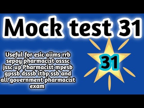 mock test31forgovernmentpharmacistexam preparation#rrbpharmacistexam#ossscpharmacistandmphwexam2024