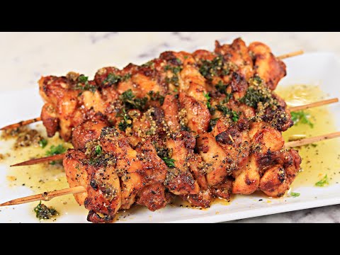 AIR FRYER LEMON PEPPER CHICKEN SKEWERS RECIPE