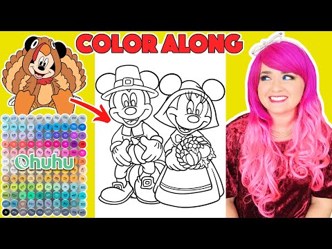 Color Mickey & Minnie Mouse Thanksgiving With Me | COLOR ALONG WITH KIMMI