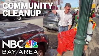 San Francisco Mayor-Elect Daniel Lurie partakes in city cleanup before taking office