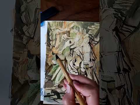 Watercolor on Paper-backed Silk, Nudes Descending a Staircase, masters study with #RobertSherrill