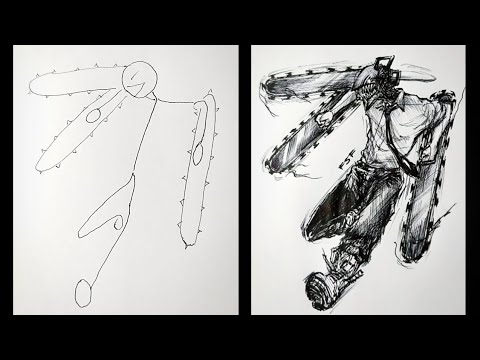 How to Draw ChainsawMan | StickMan drawing | easy drawing