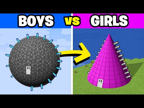 Girls vs Boys Illegal Base in Minecraft