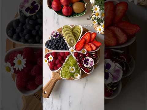 Easy & Beautiful way to serve Fruits Platter with Heart Bowls 🤍 #shortsvideo