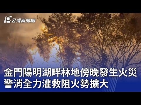 金門陽明湖畔林地傍晚發生火災 警消全力灌救阻火勢擴大｜20241224 公視晚間新聞