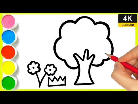 How to draw tree drawing with flower || Tree drawing step by step || Flower Drawing easy || By Arya