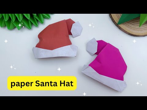 DIY MINI PAPER SANTA HAT / How To Make Hat With Paper / Paper Craft / Easy craft ideas / Origami Hat