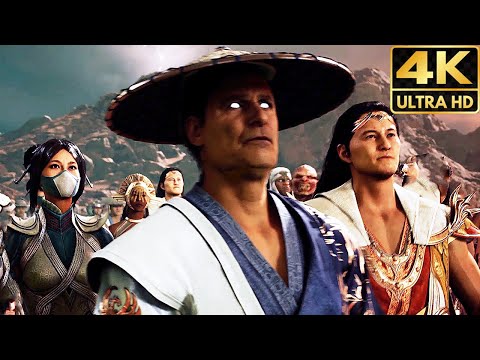 Mortal Kombat 1 - Titan Old Raiden Teams Up With Liu Kang & Kitana Scene - (MK1) 2023