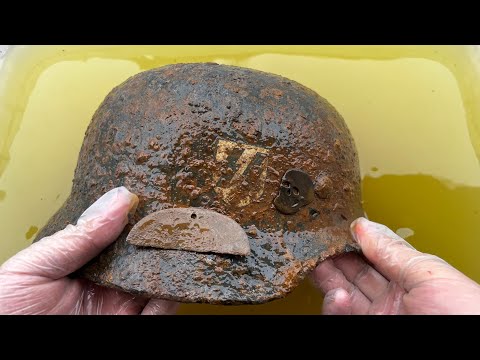 Cleaning SS Totenkopf Division Relic Helmet | Dog Tag | Skull