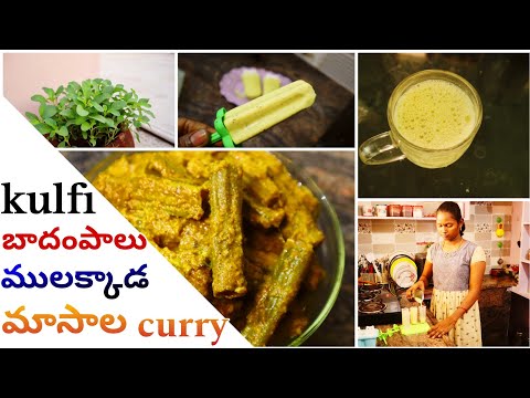 day in my life summer special బాదం పాలు, kulfi😋🌟/ ములక్కాడ మసాల కూర / terrace garden