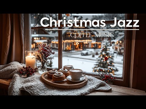 Winter Coffee Shop Ambience with Smooth Jazz Music ❄️Christmas Jazz & Crackling Fireplace for Relax