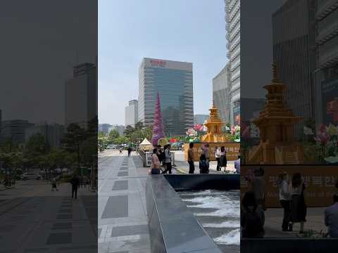 Cheonggye Plaza is at the starting point of the revitalized Cheonggyecheon stream in Seoul. #skorea