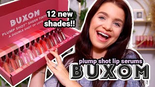 BUXOM PLUMP SHOT LIP SERUM LIP SWATCHES ALL 12 SHADES