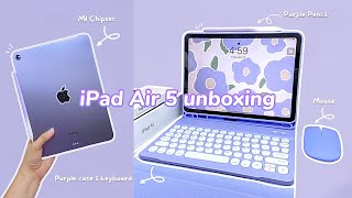 iPad Air 5 (purple) unboxing💜 alternative gradient purple pencil + accessories ✏️