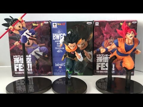 Unboxing Banpresto Figures Super Saiyan God Son Goku Android 17 & Son Goku