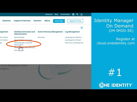 On Demand Services | #2 IMOD-SE | (1) Register at cloud.oneidentity.com