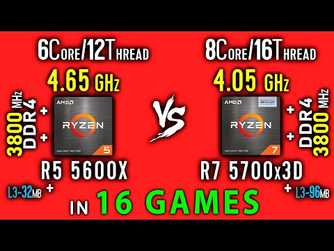 Ryzen 5 5600X vs Ryzen 7 5700x3D Test in 16 Games or R5 5600X vs R7 5700x3D