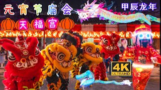 妈祖庙元宵节庙会，新加坡185年历史古庙天福宫。｜群狮賀岁、舞大旗、节令鼓、淘气财神爷、高桩舞狮、红狮采青、黑狮送宝、荧光灯舞龙。Thian Hock Keng Temple CNY 2024