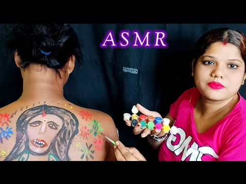 ASMR~ Drawing On My Sweet Bro Back Side Real (Inaudible Whispering) @asmrsangi7044 🖌️🎨🌹