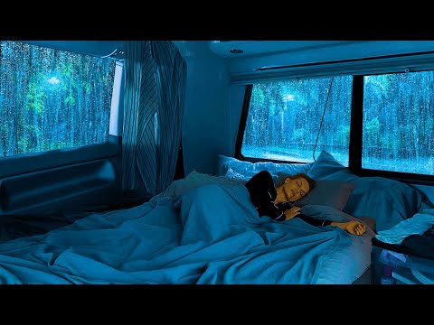 Deep Sleep Ambience: Healing & Stop Anxiety to Sleep Instantly with Sounds Heavy Rain on Cozy Car