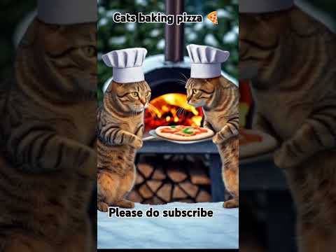 Cats baking pizza 🍕 #ytshorts #trendingshorts #pizzamaking #catscooking #catshorts #usa #india #cats