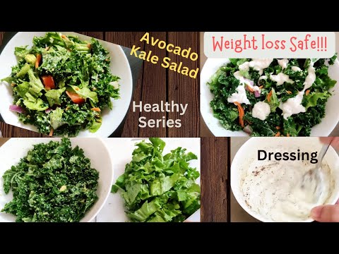 Avocado Kale salad with yogurt dressing | Vegetable salad #weightlossrecipe #decemberchallenge