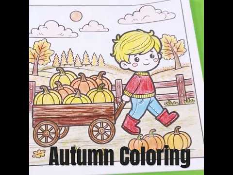 Autumn Coloring Fun for Kids | Boy and Pumpkin cart | #coloringforkids  #coloringfun