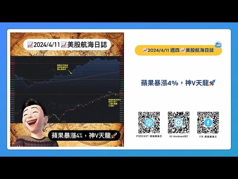 📈2024/4/11週四📈蘋果暴漲4%，神V天龍🚀｜美股航海日誌+新聞導讀｜每日更新