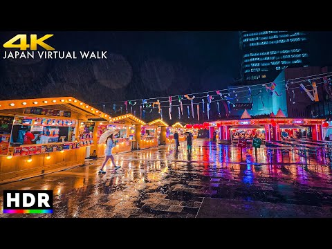 Japan: Tokyo Skytree Rainy Night Walk to Asakusa • 4K HDR