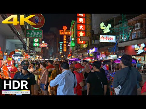 Walking in Chinatown Night Market - Bangkok May 2023 [4K HDR]