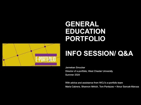 General Education Portfolio Training and Info Session, Aug 21, 2024