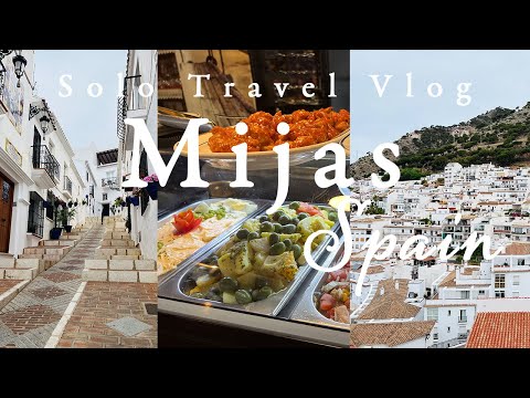 Mijas Pueblo🇪🇸Spain🇪🇸Travel vlog|Andalusia,food,white village,tapas,solo trip,walking,Malaga,bus,4K