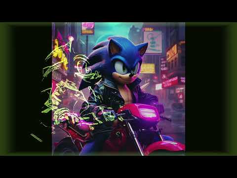 Sonic Synthwave Theme Neon City Motorbike ride