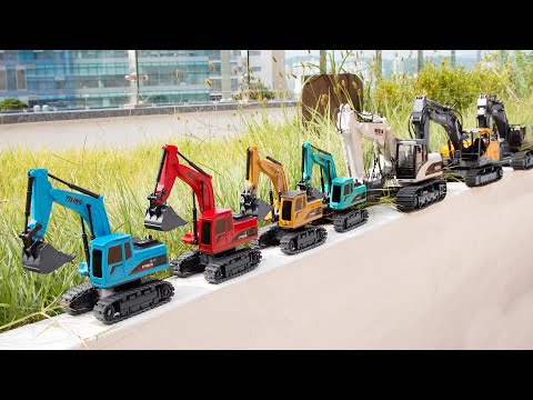 Let's drive with the Rainbow color RC excavator's wireless remote control