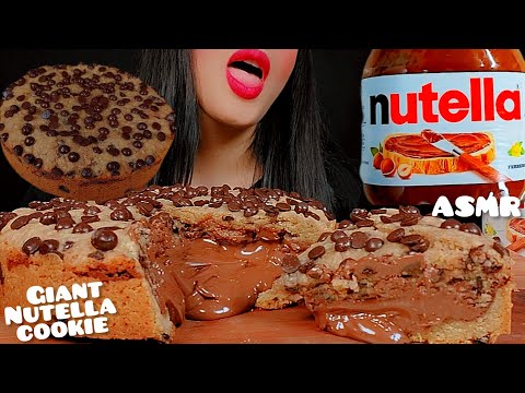 🍫🍪Nutella cookie pie🥧👅with milk ASMR 😋먹방 누텔라 쿠키파이🍫🍪eating sounds |notalking 🐾