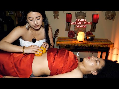 Relaxing Massage With Orange to Rest and Relax Your Mind with Soft Whispering