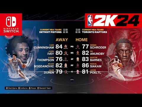 NBA 2k24 Nintendo Switch - Detroit Pistons Vs Toronto Raptors Full Gameplay