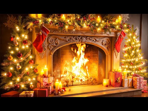 Holiday Fireplace With Christmas Music 🎄🔥 Crackling Fireplace Christmas Music 🎵🔥Holiday Ambience