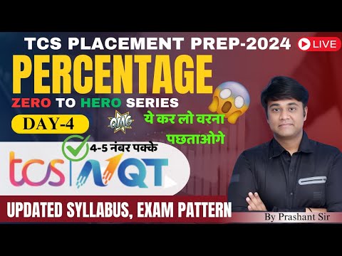 Master Percentage Tricks for TCS NQT 2024! Day 4 with Prashant Sir 🔥 | Crack TCS 2024 #tcsnqt2024