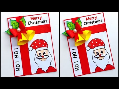 How to make Christmas greeting card 2023 / Christmas card making easy /  Santa claus card idea