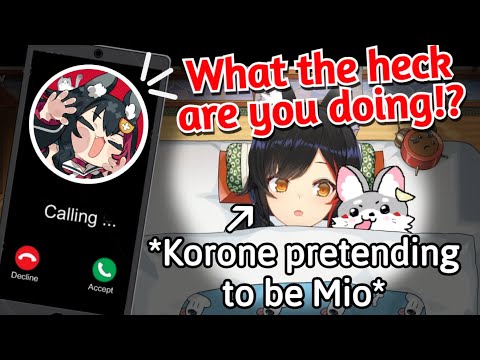 Korone Pretending to be Mio, But Then Suddenly Gets a Call From the Real Mio [Hololive]