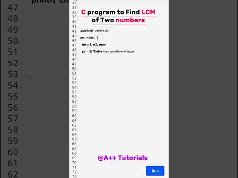 C program to Find LCM #clanguage #coding #shorts