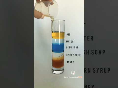 | colourful liquid density gradient | layers of liquid in glass |Awesome science experiment