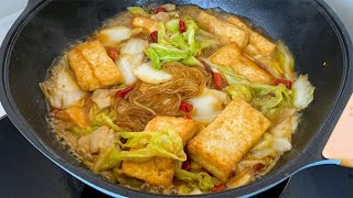 白菜豆腐炖粉条怎么做才好吃？诀窍在这里，鲜香入味，一锅不够吃