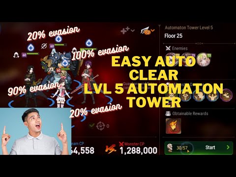 Automaton Tower Level 5 floor 25 easy mode, Evasion squad showcase ft. S tene, destina[Epic 7]