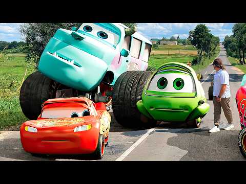 Disney Cars Lightning McQueen in Real Life on Road CAR STORM PIXAR ALLs 4