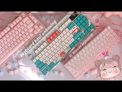 aesthetic & cozy keyboard unboxing haul 🌸ft. Womier mechanical keyboards 🐋🌊 typing asmr