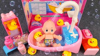 22 Minutes Satisfying with Unboxing Cute Pink Baby Bathtub Playset, Real Working Water | ASMR